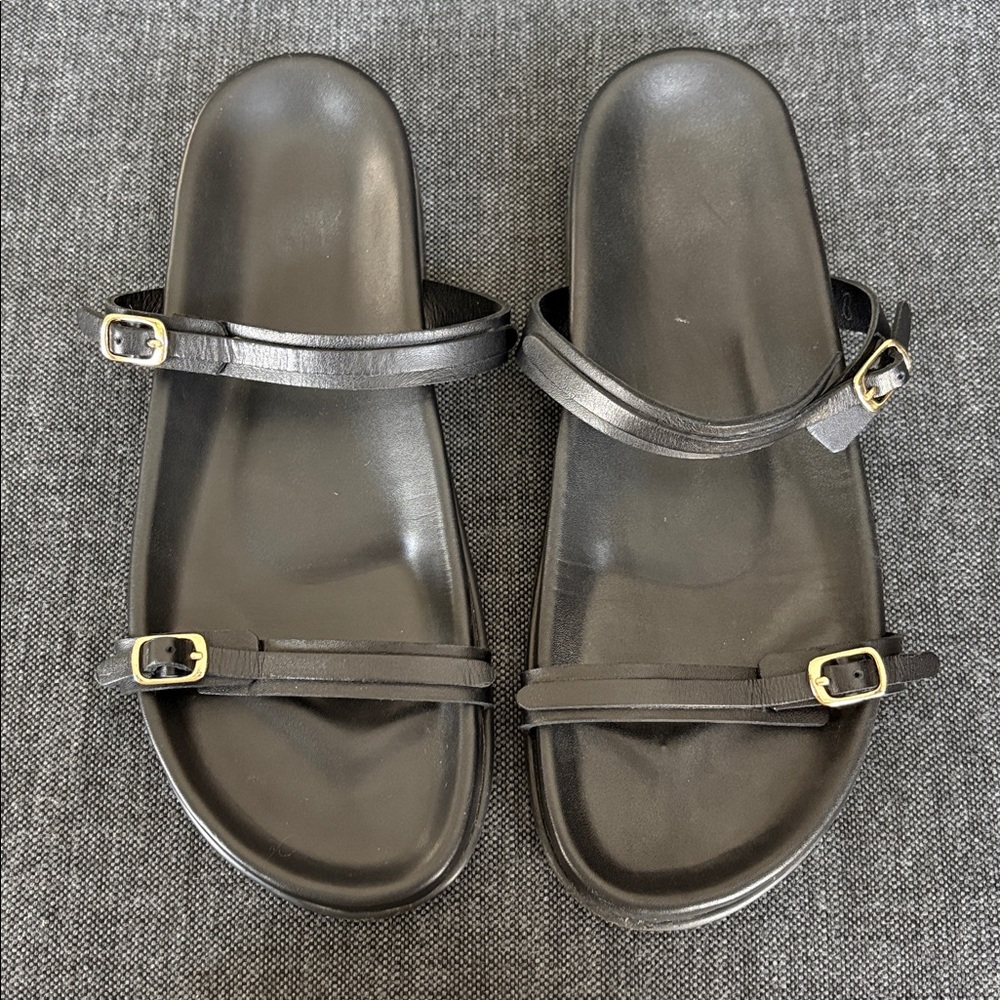 Black Strappy Sandals with Buckles - Picture 2 of 8